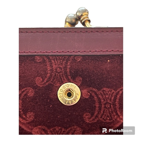 Celine Vintage Triomphe Kisslock Wallet Suede with Leather accents. EUC - Picture 12 of 12